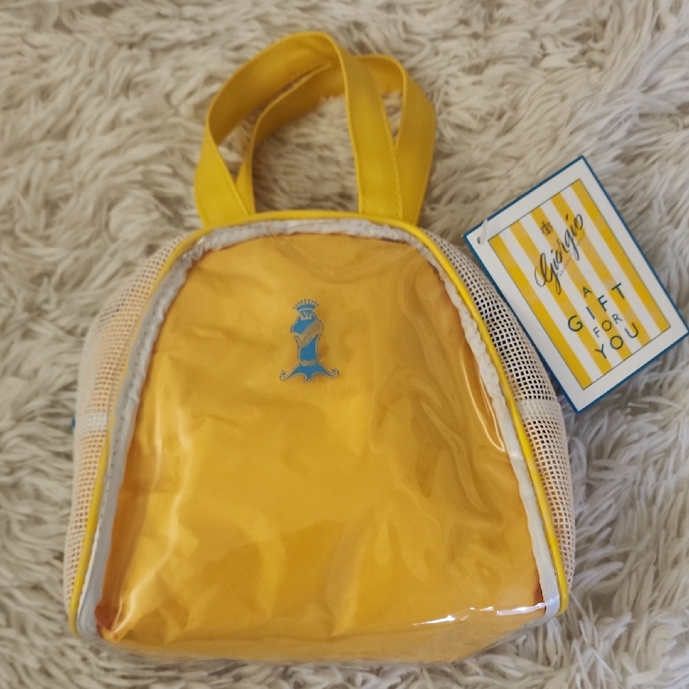 Giorgio Beverly Hills Cosmetic Bag Yellow and White Small